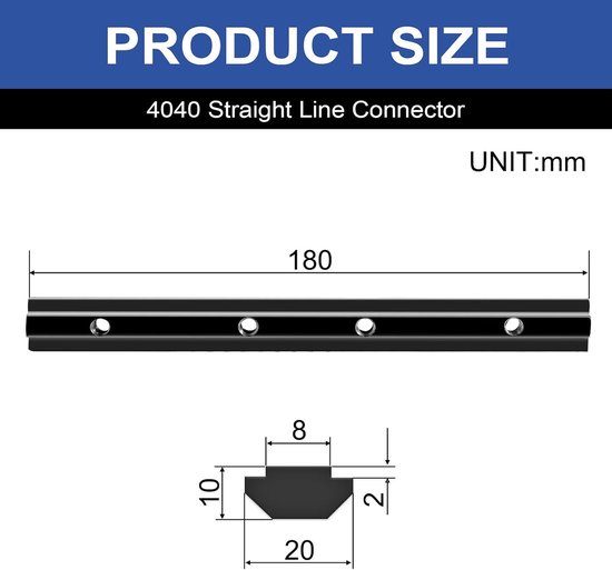 12 stuks 4040 Rechte Lijn Binnenconnector Hoekbeugel Verbindingsplaat Zwart 40x40 Hardware T-sleuf Accessoires V-sleuf met Schroeven voor 3D-printer Accessoires 40x40 Aluminium Profiel — afbeelding 3