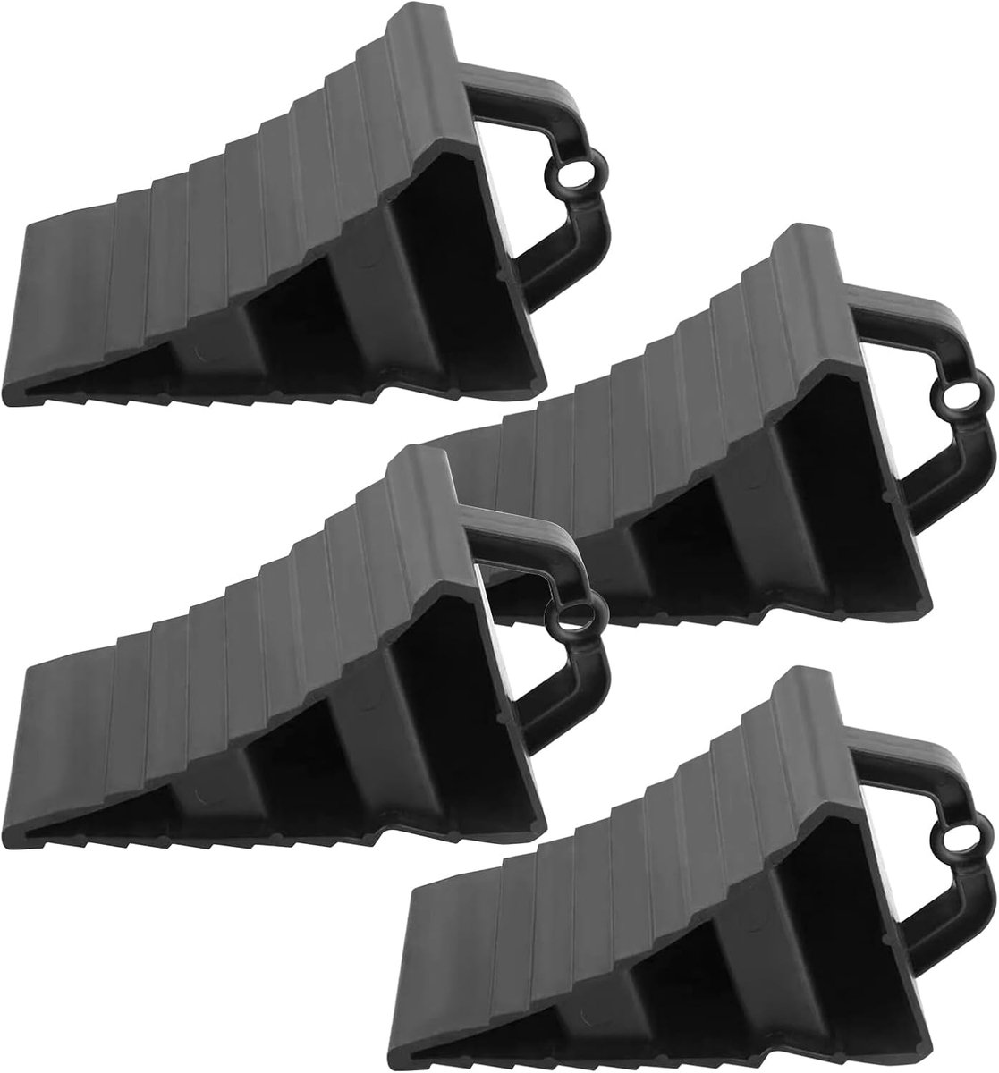 Onderlegwig met handvat: 4 stuks, zwart, antislip, draagbaar, onderlegkegen, 20 x 12 x 11 cm, kunststof wielwig, remwiggen, wielwiggen, caravan, remwiggen voor aanhangers voor parkeren