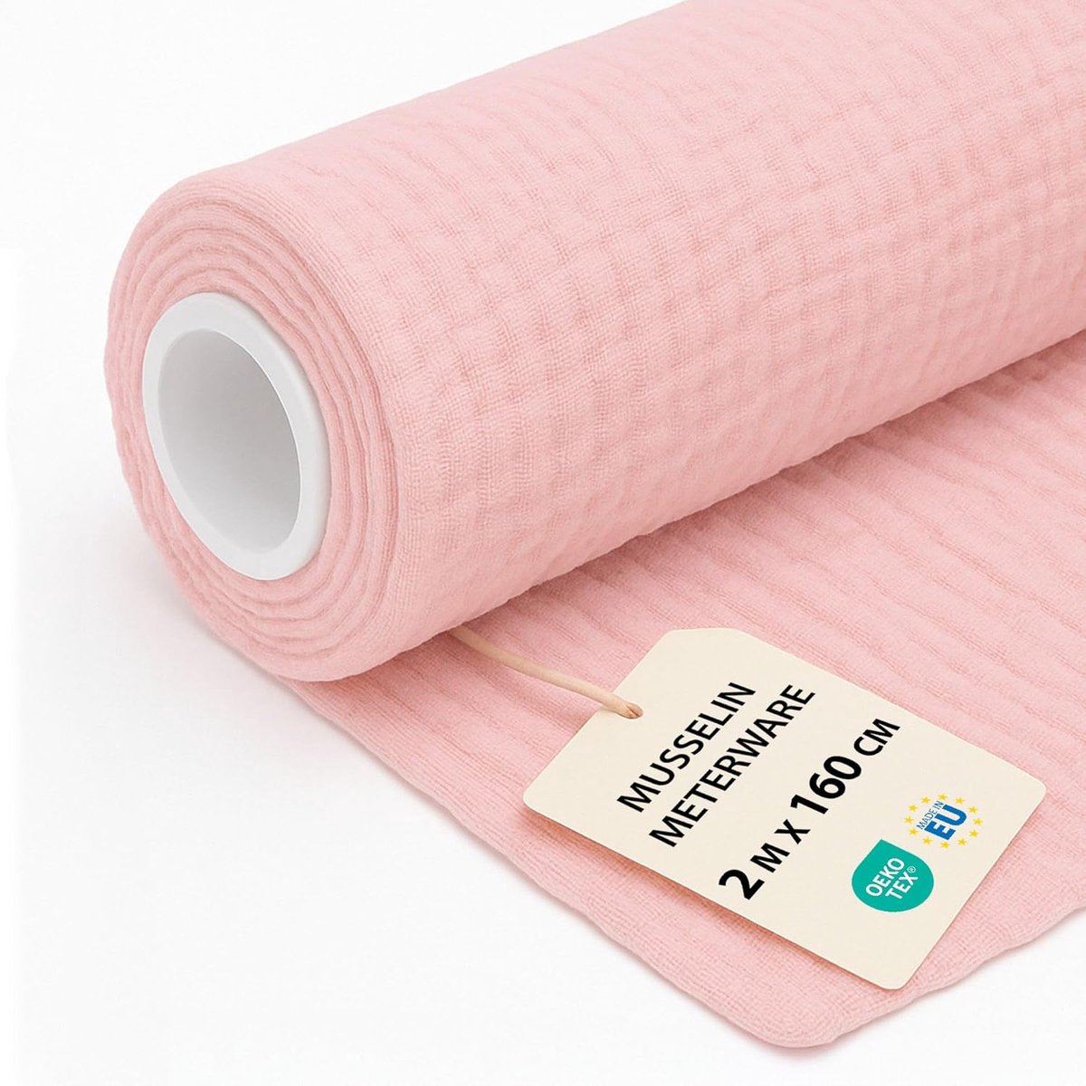 Stof per Meter Mousseline Katoen 2 M x 160 cm Lichte Naaistof – Zacht Ademend voor Doek Dekentje Tafelloper Zomerjurk Baby Accessoires en Hydrofiel Zacht Oeko Tex Roze