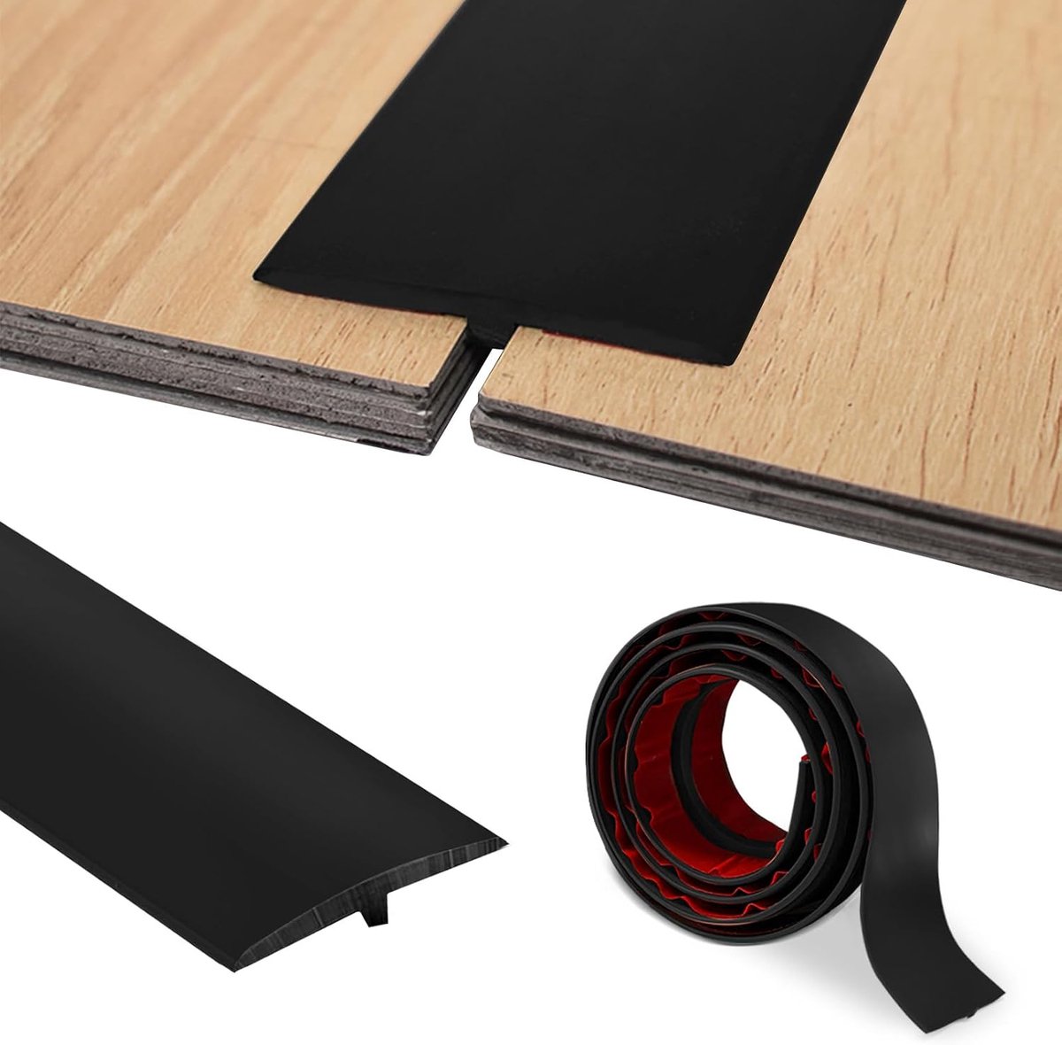 zelfklevend, T-profiel, overgangslijst, 5 cm x 100 cm, pvc, T-vorm, overgangslijst, bodem voor drempels en verbindingsvloeren van laminaatvloertegels