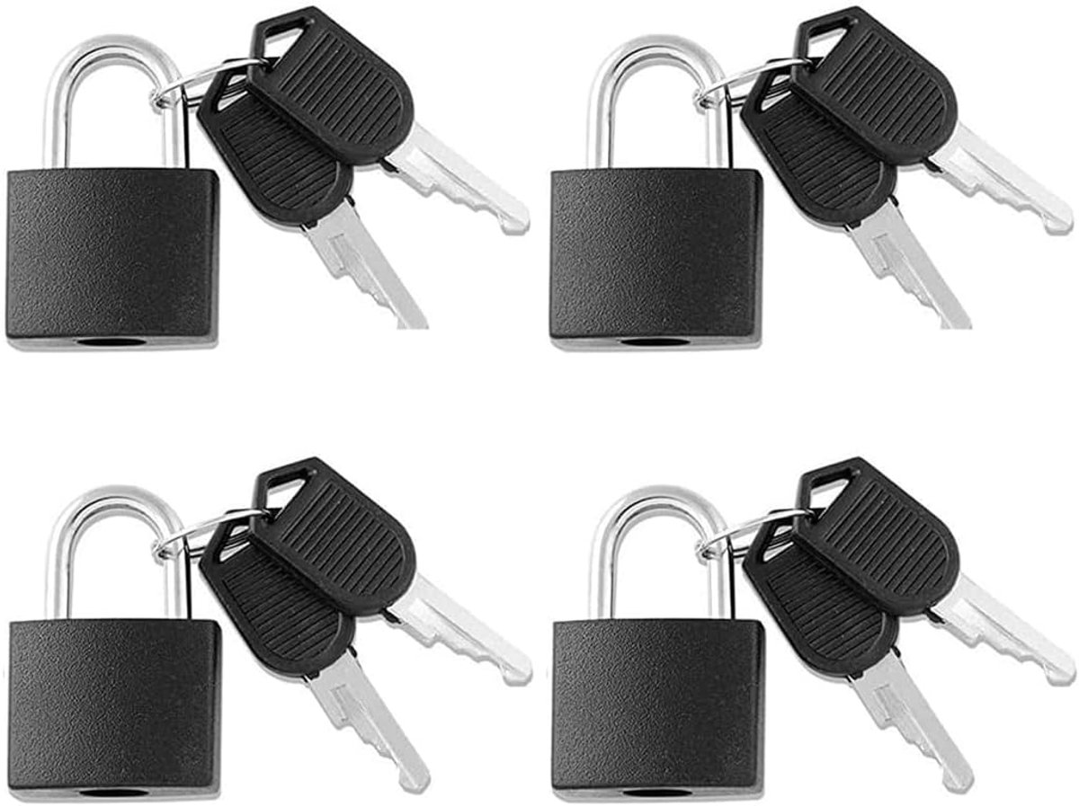vliegtuigkoffer, 4 stuks, 28 mm, met sleutel, voor bagage, reistassen, sportschool, kast, zwart