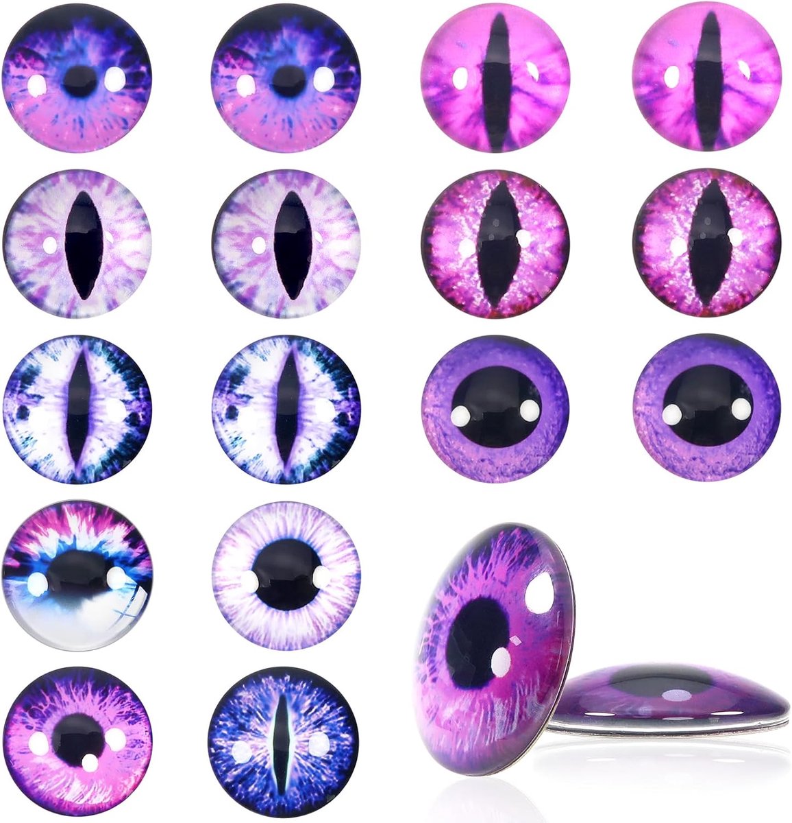 20 stuks veiligheidsoog 30 mm ronde paarse serie drakenogen, cabochons van glas poppenogen om te knutselen voor speelgoed accessoires, pluche dier, gehaakte dieren, pop, marionet, teddyogen