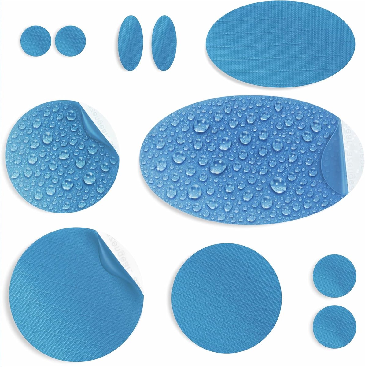 Reparatiepatches | Pre-cut, zelfklevend, zacht, waterdicht, scheurvast nylon stof om gaten in kleding, slaapzakken, skibroek (11 stuks) te bevestigen