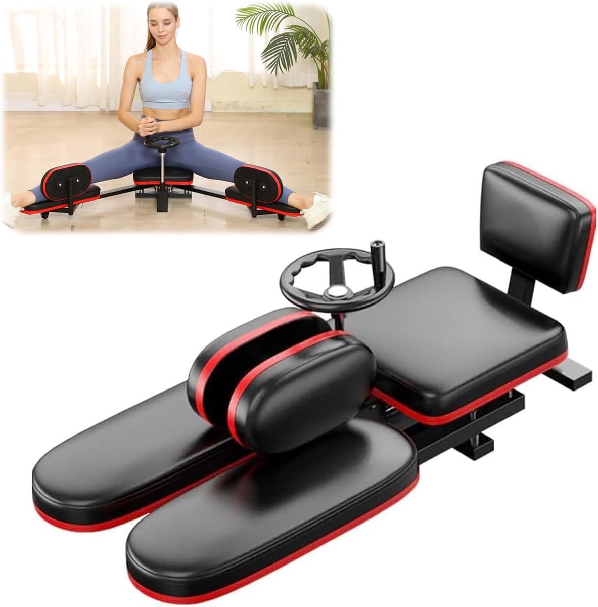 beenextender voor het rekken van de spieren tot 180 graden, beenstrekker voor de benen, voor yoga, vechtsport, ballet en dagelijkse training (zwart en rood)