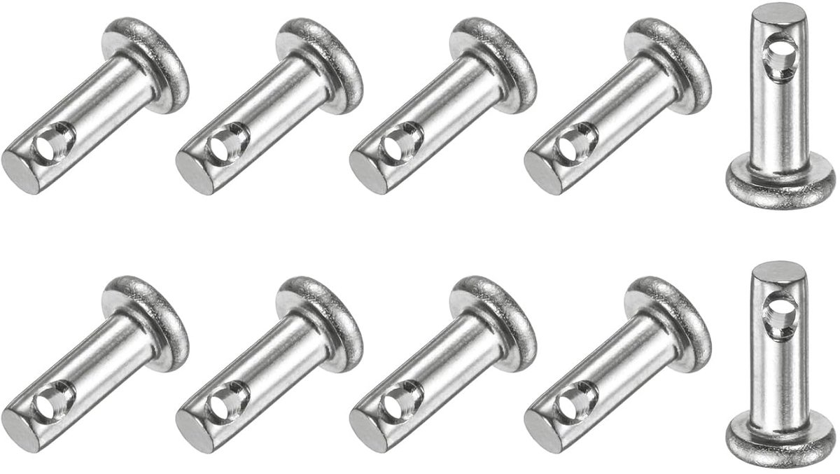 METERXITY 10 stuks vorkpennen met één gat, M3 x 8 mm, platte kopvorkpennen van roestvrij staal 304/vaste onderdelen/bootaccessoires, scharnierpennen