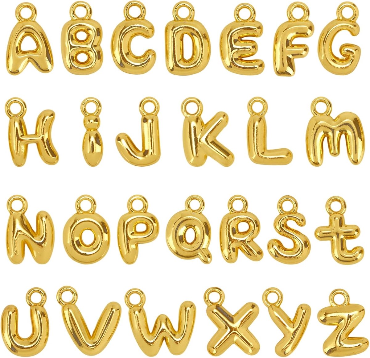Bedels, Gouden Glitter Alfabet Hangers Stijlvolle Initial Charms met Ronde Ringen voor Armbanden Kettingen Oorbellen Vrouwen DIY Sieraden Craft Making Set