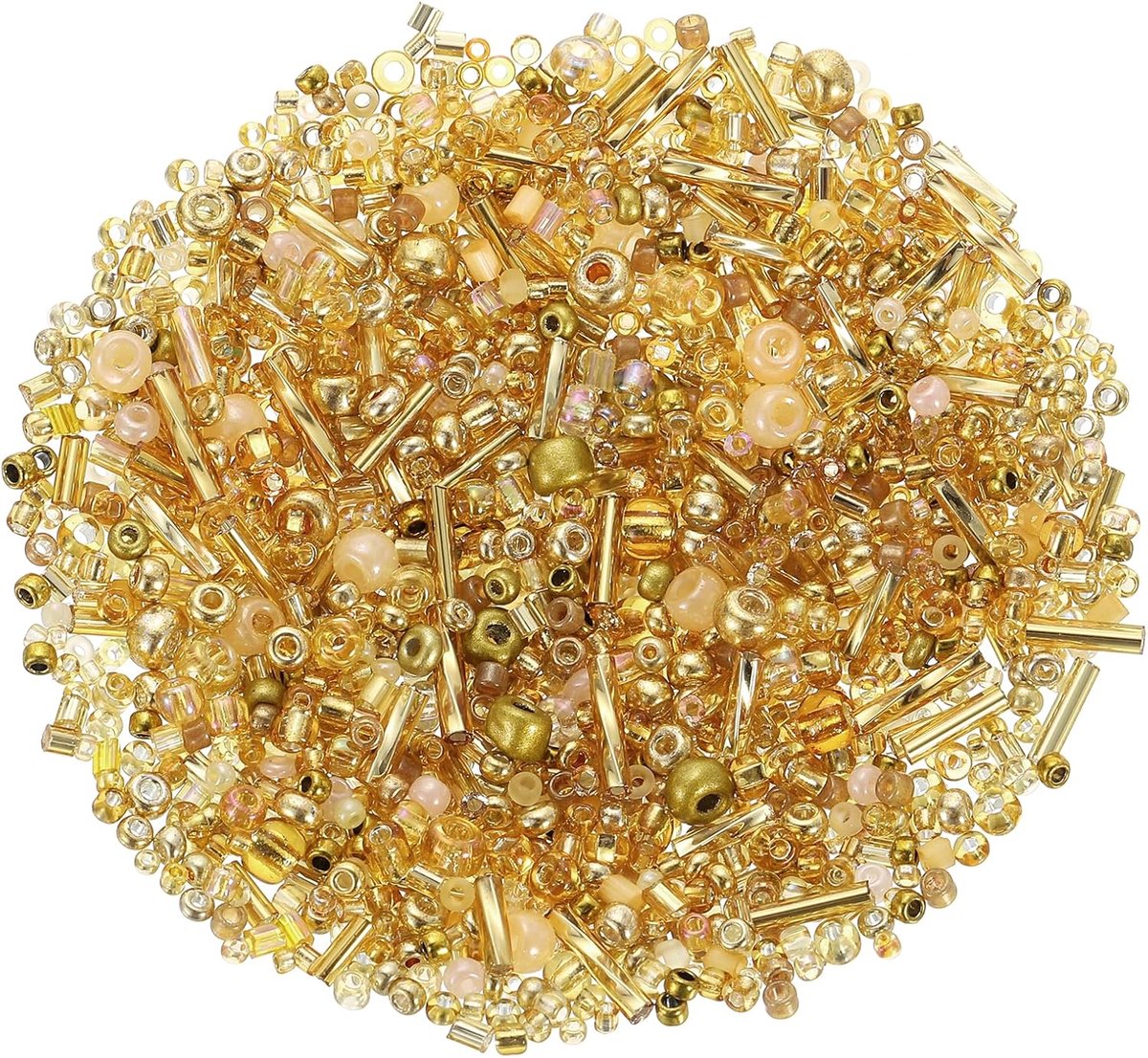 Kralen van glas, 2-7 mm, lengte 0,9-1,5 mm, gatdiameter, mini-buiskralen, voor het maken van oorbellen, halskettingen, goud