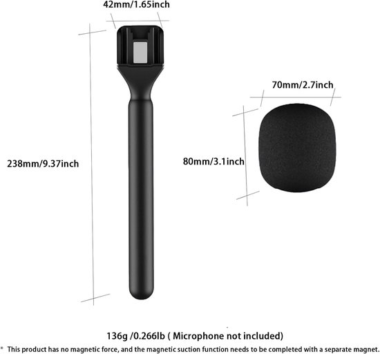 magnetische houder voor DJI Mic Mini, 1/2, Rode Wireless GO II, Micro, Insta360 Air Handle, Rig, Interview Lavalier Draadloze Microfoon Adapter Synco G1 — afbeelding 5