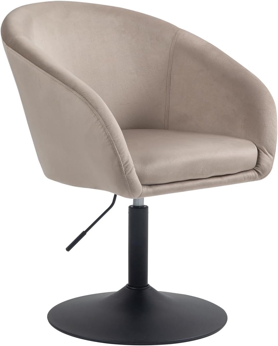 Jamaika Loungestoel, cocktailstoel, barstoel, clubstoel, gestoffeerde stoel, schotelvoet met armleuningen, fluweel, taupe
