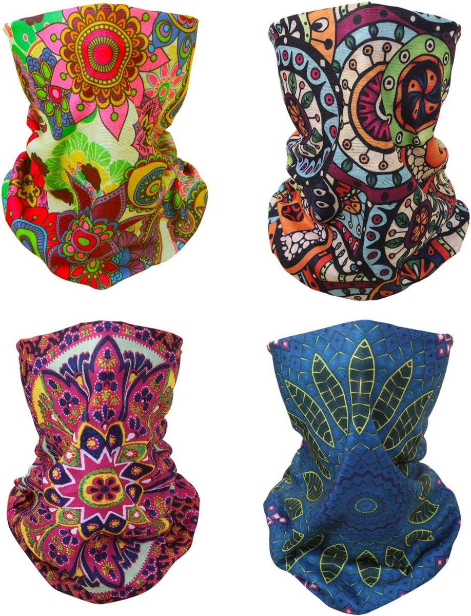 4 multifunctionele hoofdband bandana bivakmuts voor vrouwen mannen