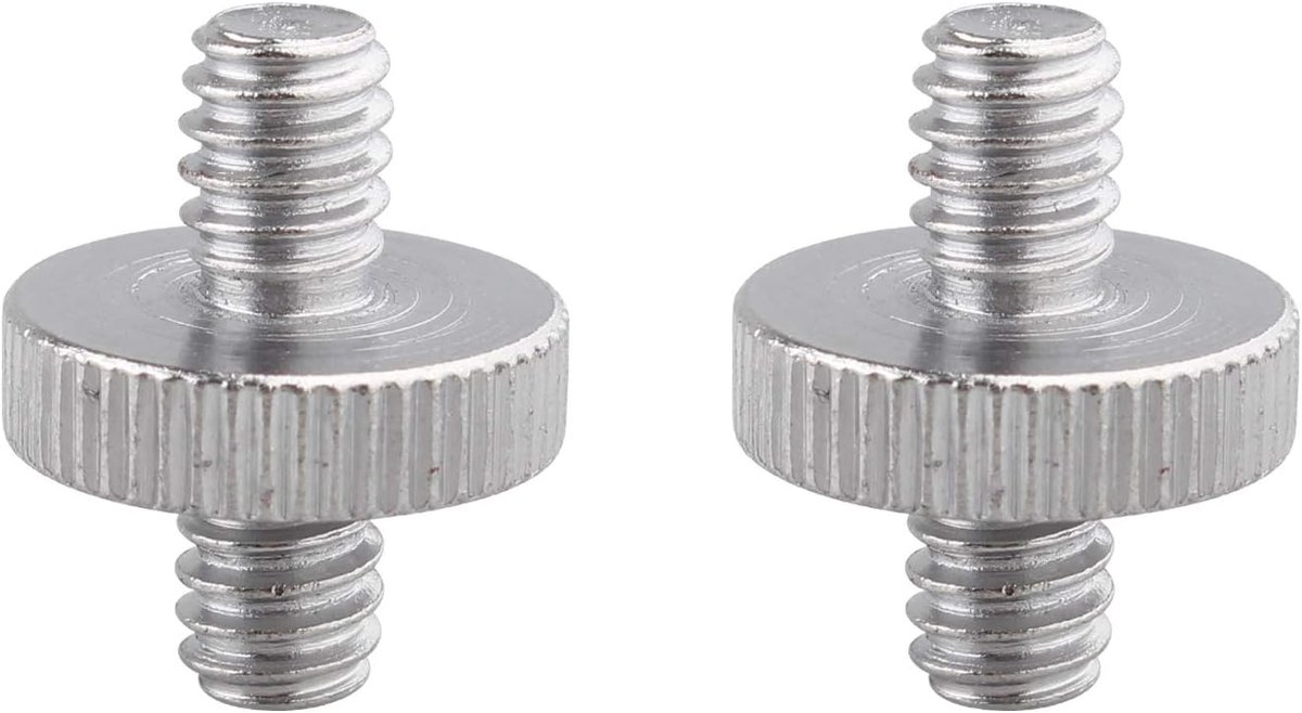 2 Stks 1/4 "Mannelijke naar 1/4 "Mannelijke Metalen Schroefadapter Statief Schroef Converter voor Camera, Statief, Monopod, Schouder Rig, Lichtstandaard, Camera Kooi