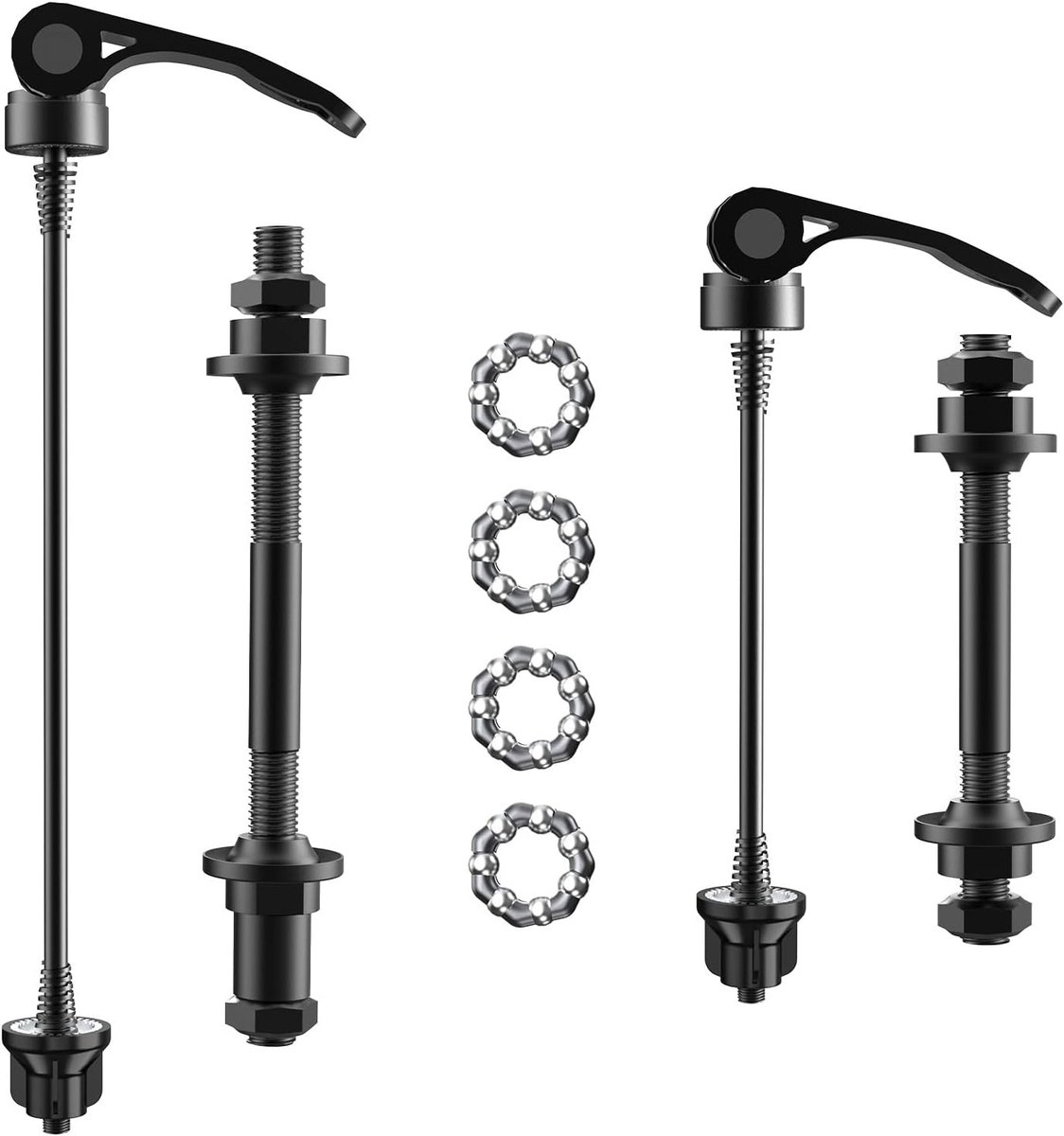 Quick Releases Set Fiets As Wiel Hub Voor- en Achteras Quick Release Spies met 25mm (1/4) Wiel Hub Stalen Bal, Fit voor Racefiets, Mountainbike (Voor+Achter)