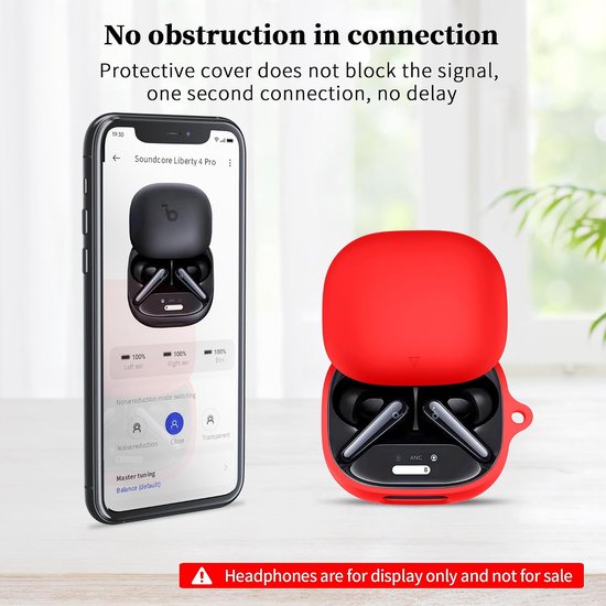 Hoes compatibel met Anker Soundcore Liberty 4 Pro, zachte siliconen, krasbestendig, Bluetooth-hoofdtelefoonbox, beschermhoes, compatibel met Anker Soundcore Liberty 4 Pro. Zwart — afbeelding 4