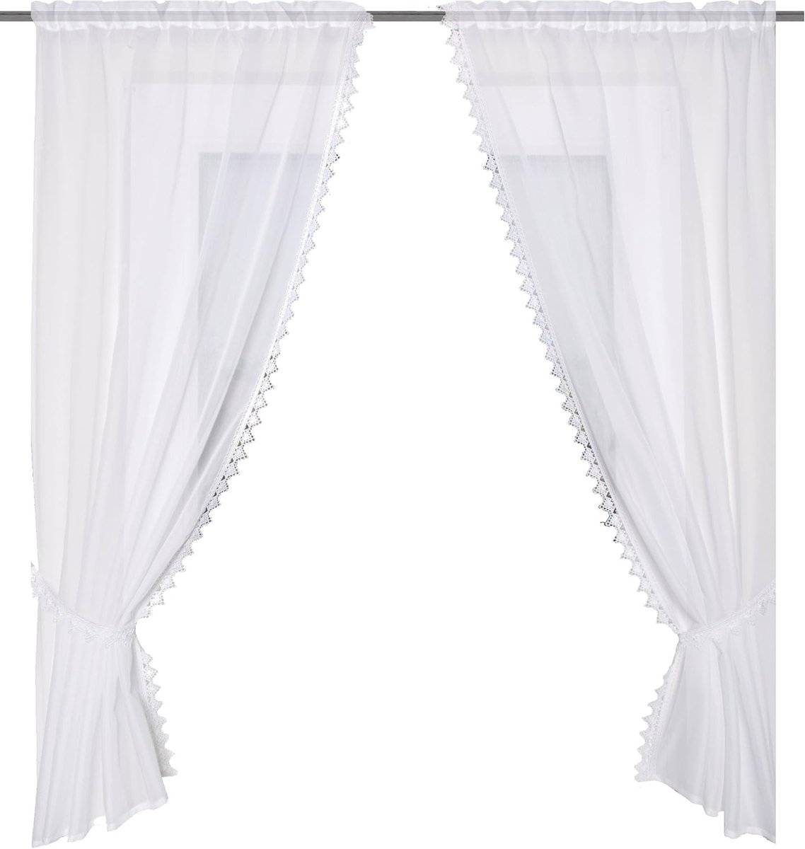Fashion RAFFGARNITUR BATIST, stof, wit, 125 x 75 cm, 2 stuks