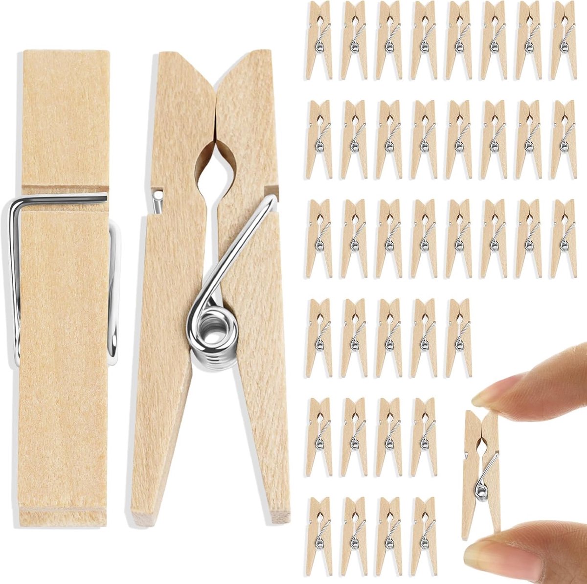 Mini Houten Knijper, 110 stuks Mini Knijpers voor Kunst en Ambachten, Kleine Clips voor Fotomuur Thuis School Bruiloft Decoratie, 2,5 cm