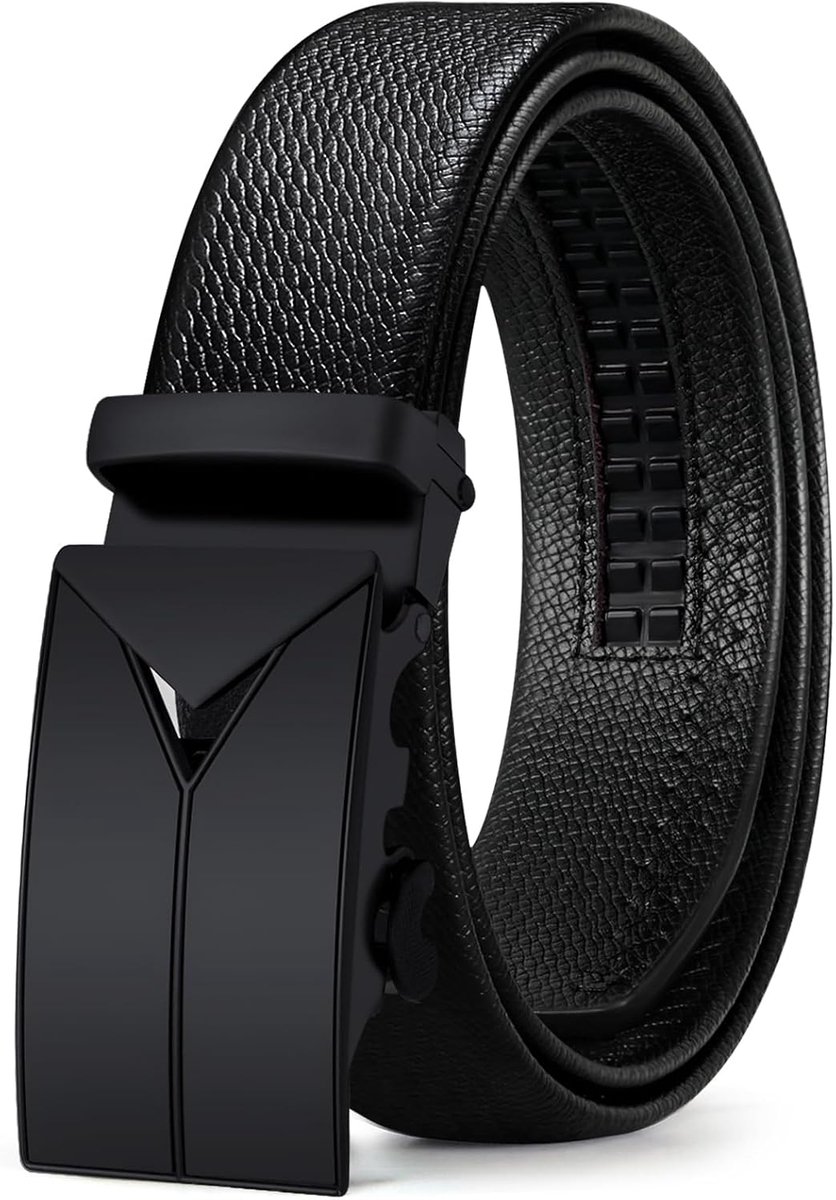 Riem voor heren, met ratel, automatische sluiting, zakelijk, pak, 35 mm breed, leren riem