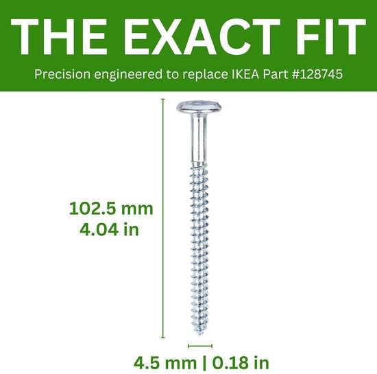 Hardware Parts Schroef, 8 stuks (vervanging voor IKEA #128745), voor tafel, bedframe, Morbylanga, Neiden — afbeelding 3