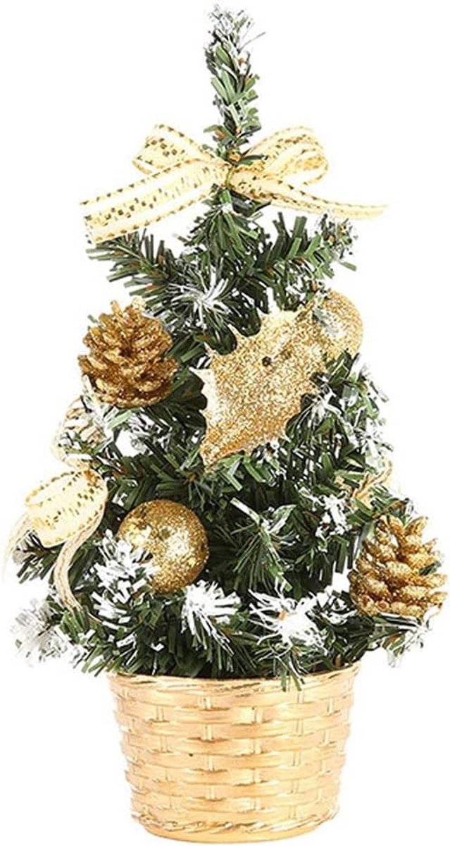 Kunstkerstboom 1 stks versierde kleine 20cm kerstboom ceder den op sisal zijde blauw-groen goud zilver en rode mini kerstboom ornamenten (Color : 4pcs o)