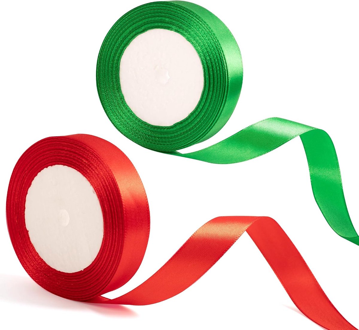 20 mm breed rood en groen lint Kerstlint voor cadeauverpakking 22 m, rood groen lint Kerst satijnen lint voor cadeauverpakking Lint Kerstcadeautassen Taartstrik Knutseldecoratielint