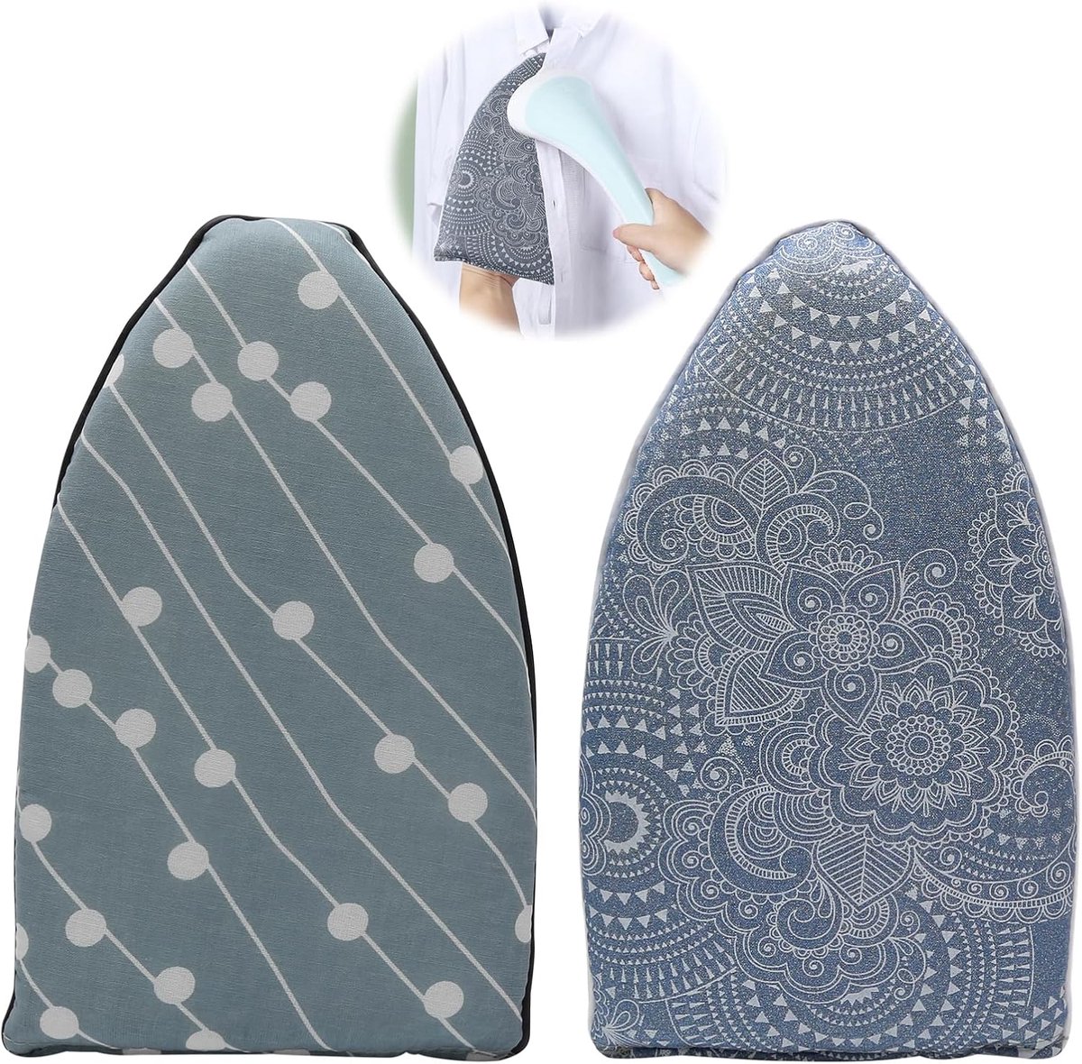 strijkhandschoen, 2 stuks, stoomhandschoen, strijkhulp, stoomstrijkijzer, handschoen van schuim, hoge temperatuurbestendigheid, mini-handstrijkplank, strijkaccessoires
