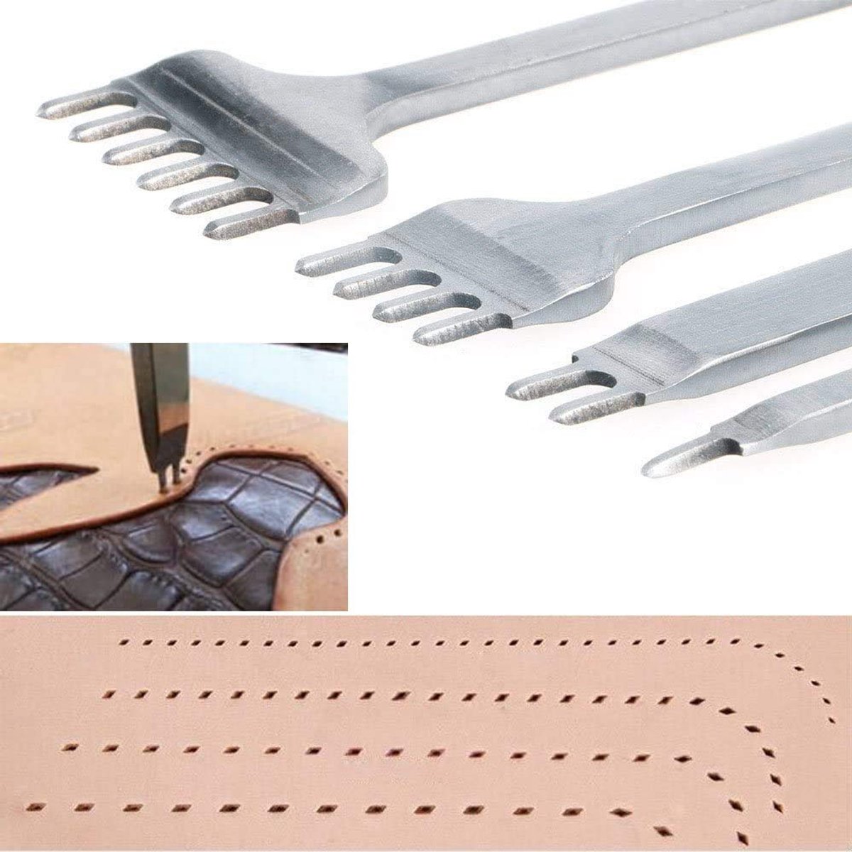 DIY Gereedschap 4 stuks 3-6mm 1+2+4+6 Prong Veters Steekgat Handwerk Gat Ambachtelijk Gereedschap (6mm)