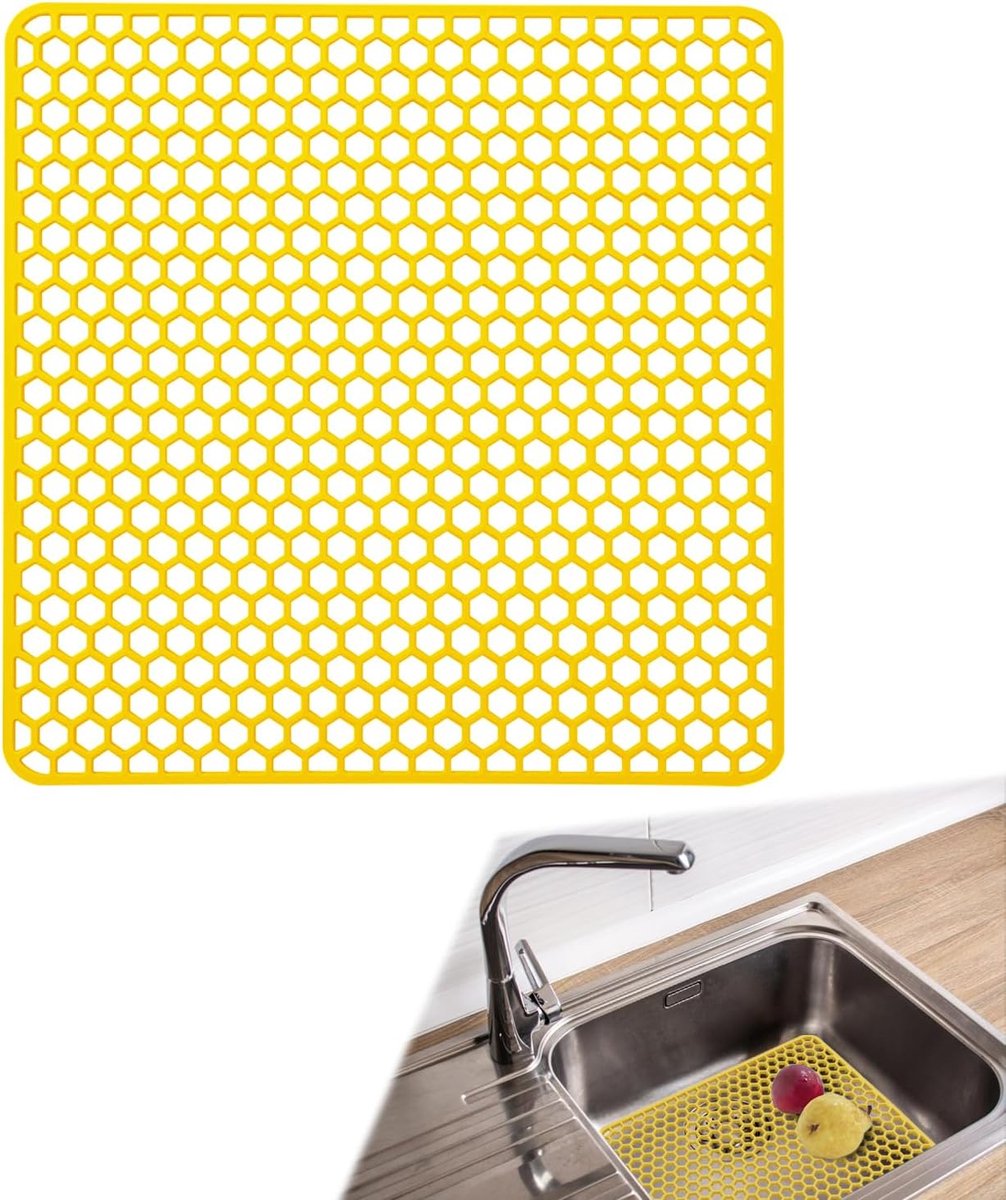 gootsteeninzet, inklapbaar, antislip gootsteenmat, siliconen, 30,5 x 30,5 cm, mat voor gootsteen, hittebestendig, keukenafdruiponderlegger, bescherminzetstuk, gootsteenmat voor gootsteen
