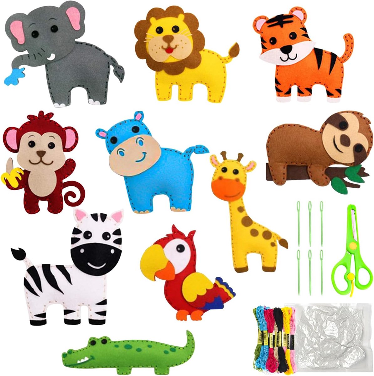 Naaiset voor kinderen, doe-het-zelf dierenvormen, vilt, naaiset voor kinderen vanaf 6 jaar, dierennaaiset, vilt, bosdieren, knutselset voor kinderen, doe-het-zelf kunst, handwerk voor knuffeldieren,