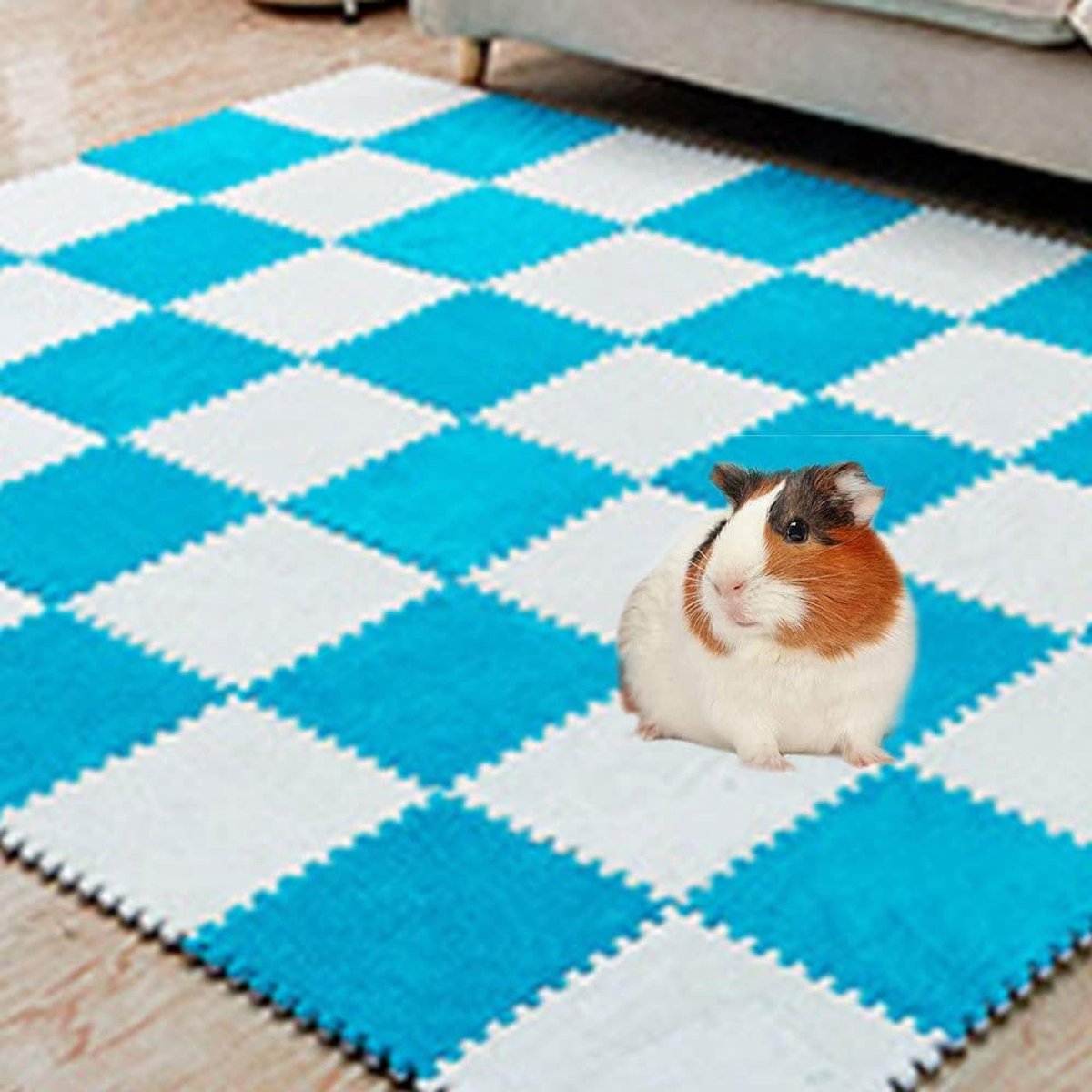10 stuks 28 cm x 28 cm caviapads wasbaar, herbruikbare cavia fleece kooibekleding, zachte warme konijnen slaapmat deken bed (blauw)