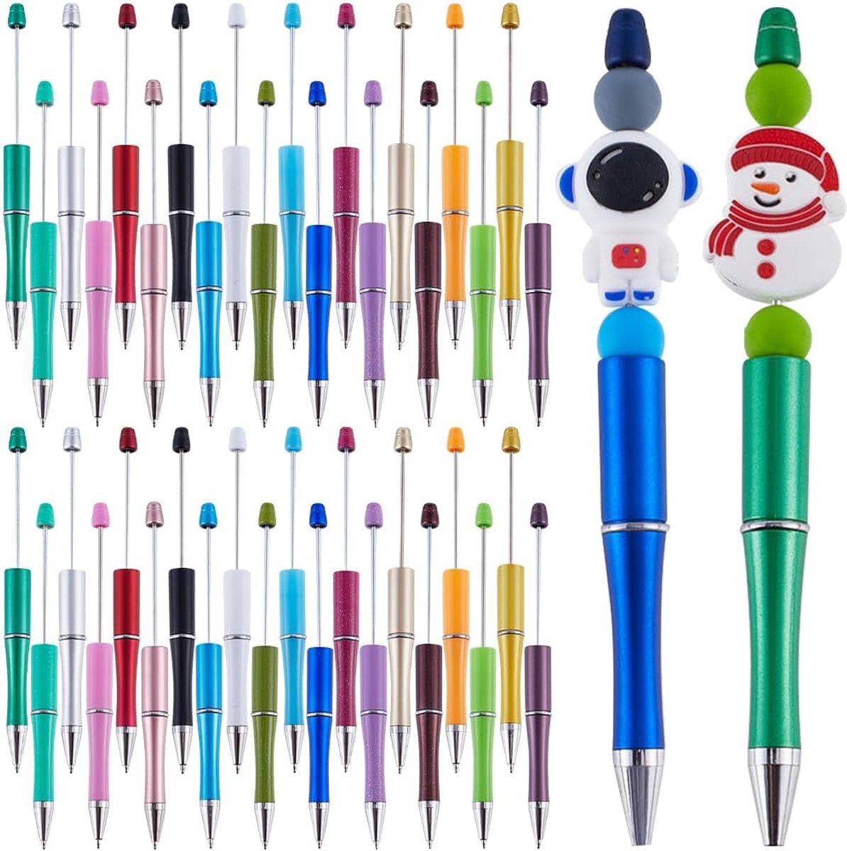 Balpennen kralenstift bulk gekleurde creatieve intrekbare schacht balpen inkt kralen pennen voor doe-het-zelf pen kralen decoraties school kantoor afstuderen benodigdheden