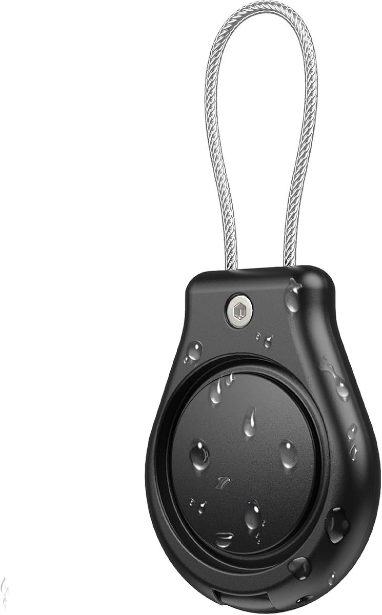 ONEONTA voor AirTag Houder - Waterdichte AirTag Sleutelhanger met Draadkabel, Compatibel met Apple AirTag, Secure AirTagged Houder voor Bagage, Sleutelhanger, zwart