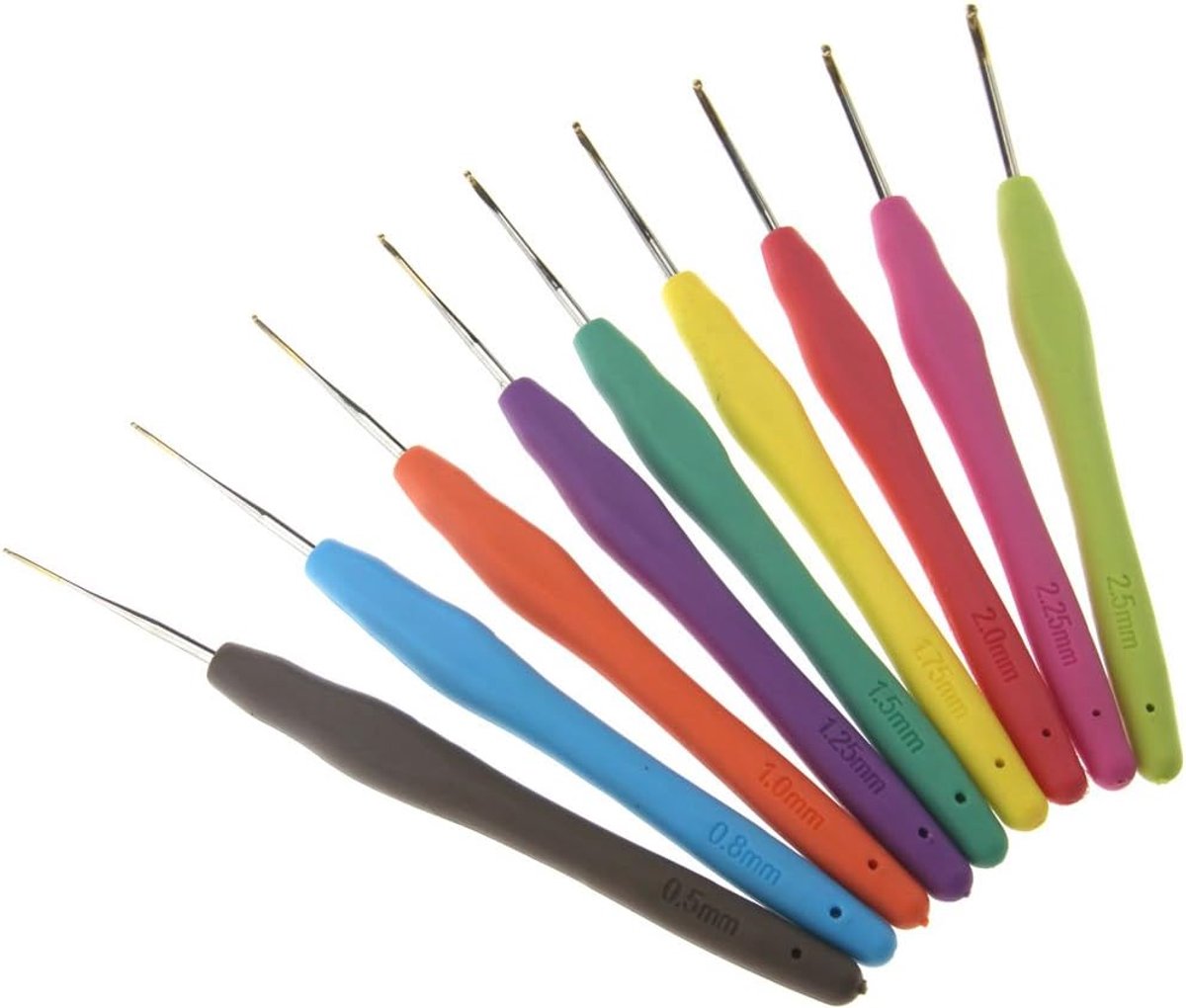 9 Aluminium Haak Naalden Breien Set 0.5mm-2.5mm