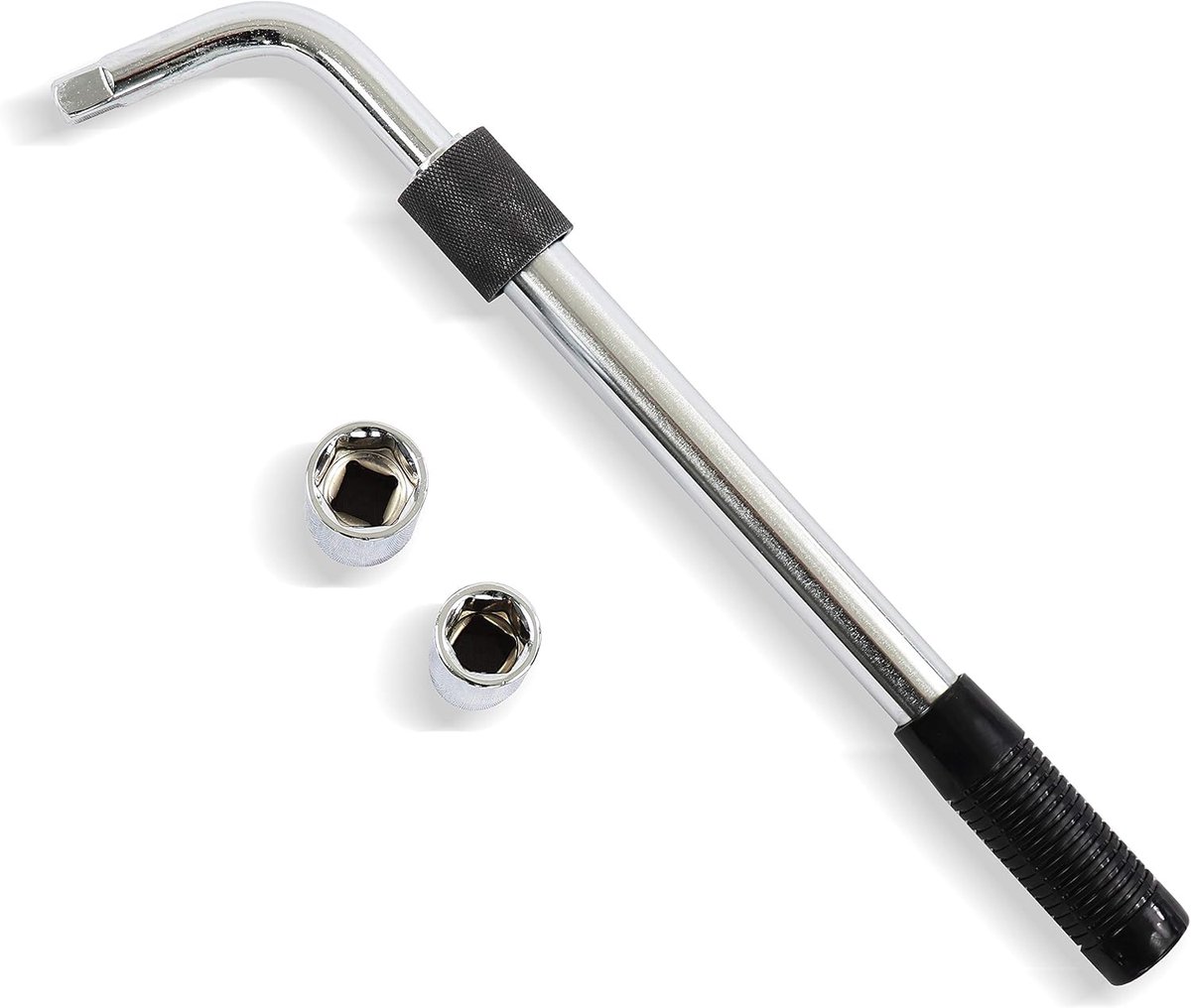 Wielmoersleutelset 3-delig, 1/2 inch TELESCOP 385-505 mm, met 2 dubbele dopsleutels 17/19 mm, 21/23 mm, lengtefixatie, hoge hefboomwerking, steeksleutel wielsleutel inzetstuk