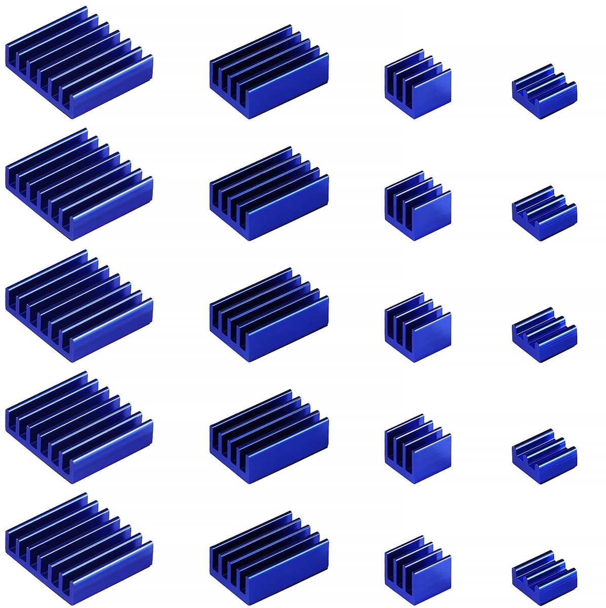 20 Stuks Heatsinks voor Raspberry Pi 4 Model B, Aluminium Heat Sink Cooler Kit with heat conductive tape, voor Koeling Raspberry Pi, Blauw
