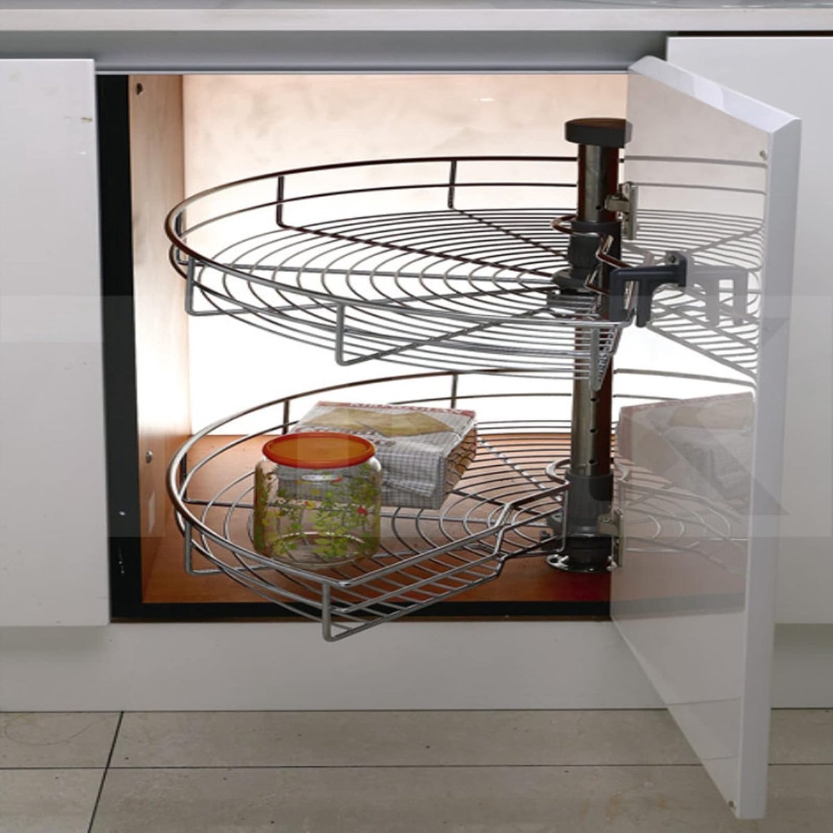draadmand 270 ° draaibare mand carrousel kast 71 cm draaibare vloer hoekkast keuken lade draadmand lade onderkast, 62,5 x 16,5 x 62 cm