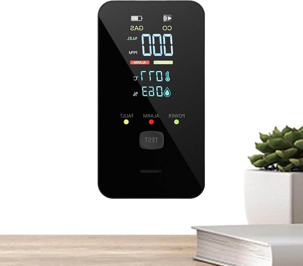 Koolmonoxidemelder - Gaslekdetector CO Melder - Veiligheid Verhoging - HD-scherm Plug-in - 65 x 112 x 65 cm - Zwart