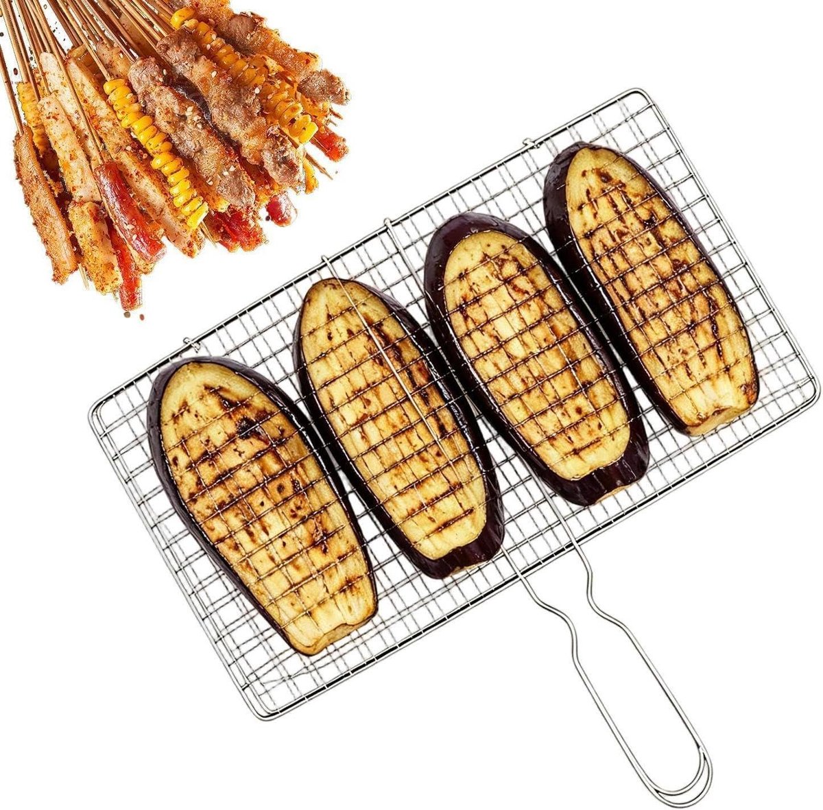 Grillmand Roestvrij Staal BBQ Rek Kookrek Buiten Grillen Gelijkmatige Warmte 39 x 21 x 14 cm