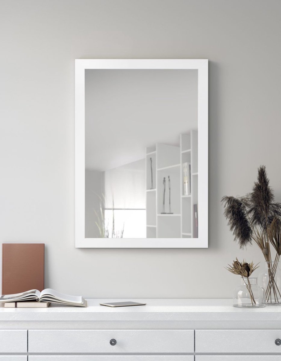 Spiegel - Trio Tiel - Wandspiegel - 48x68cm - MDF - Wit
