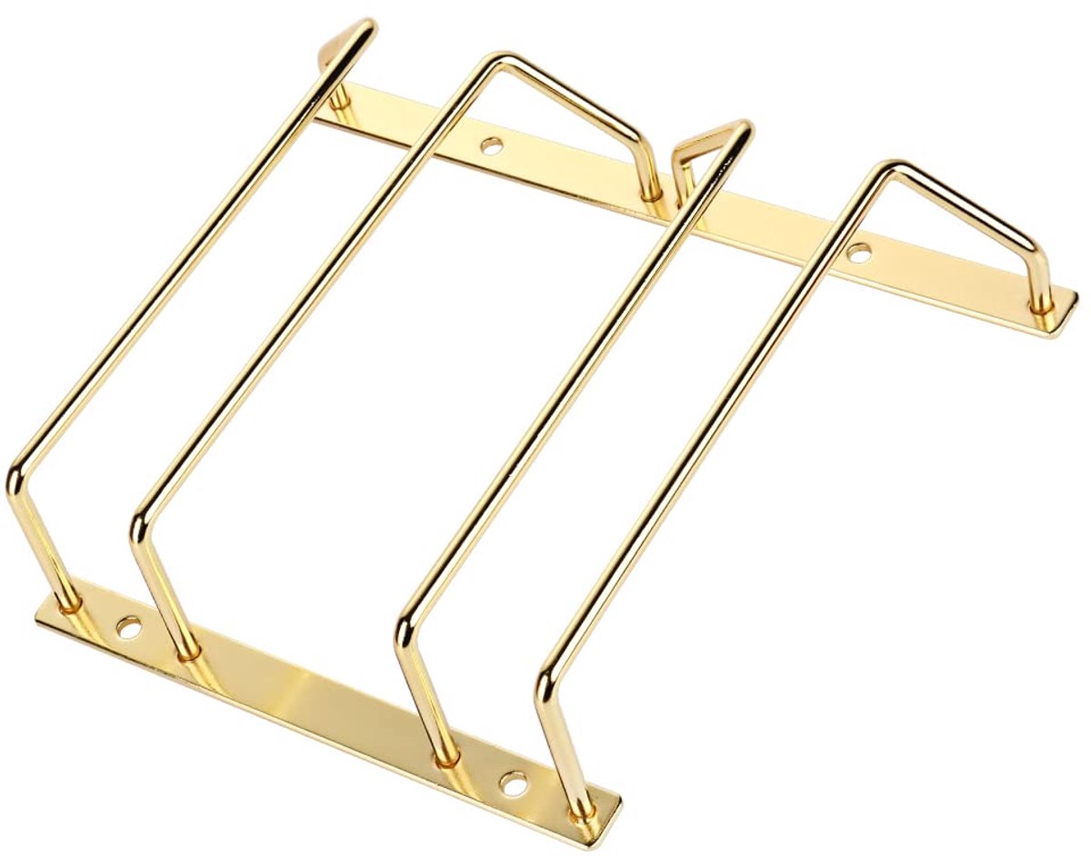 SnelShoppen - Elegant Gouden Wijnglasrek 18cm, Stevig IJzer, 2-3 Rijen, Eenvoudige Installatie voor Keuken en Feest