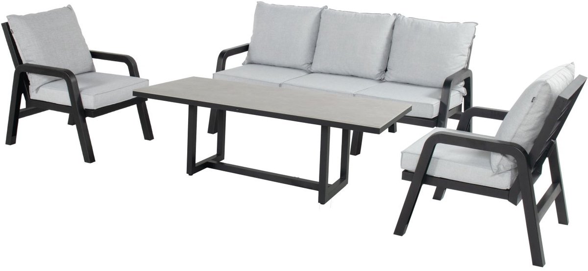 Hartman Ibiza Loungestoel Antraciet - Lichtgrijze Kussens