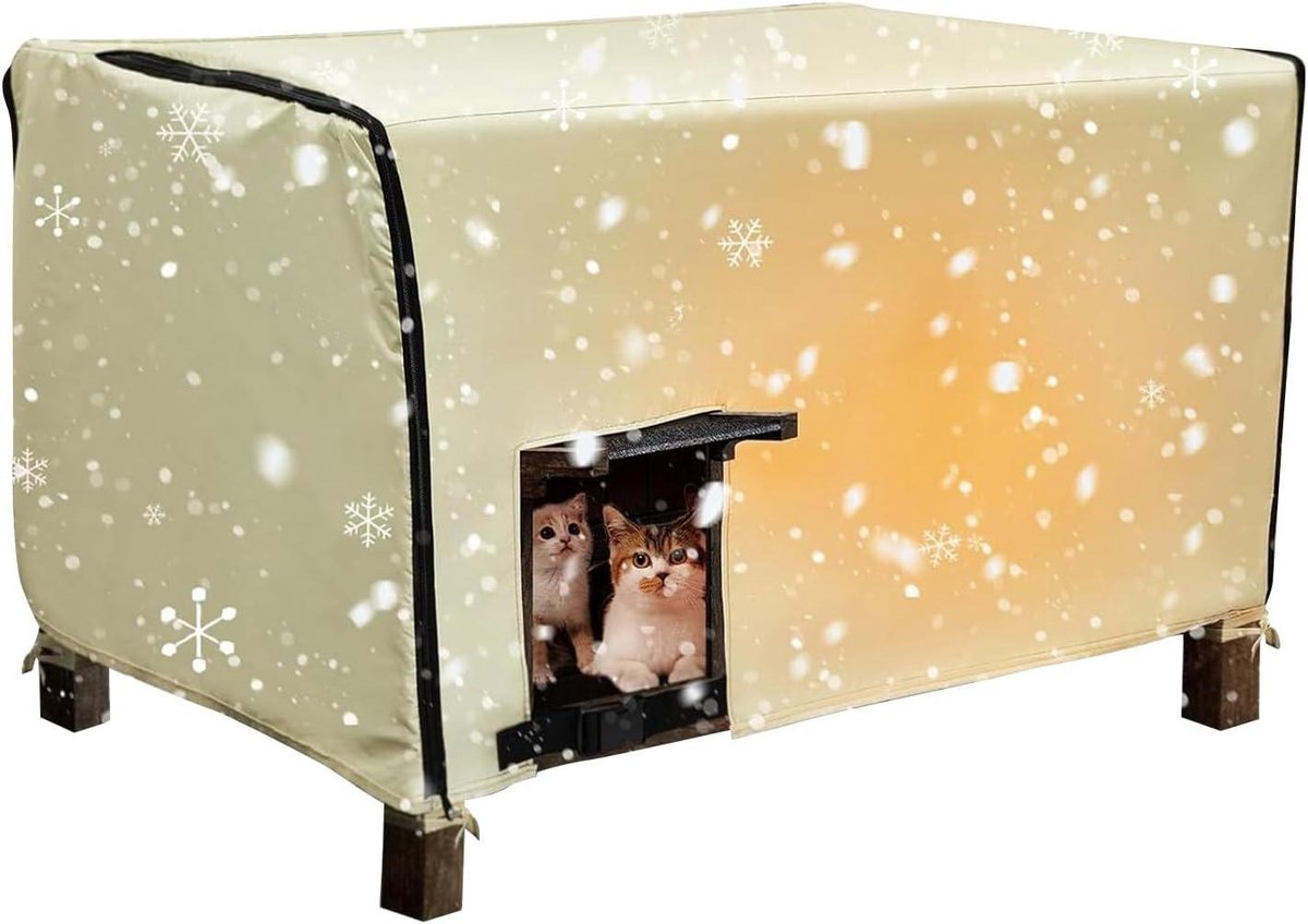 Hondenhok Hoes - Kennel Cover - Huisdier Beschermen - Geventileerd Geïsoleerd - 30L x 26B x 26D cm - Kaki