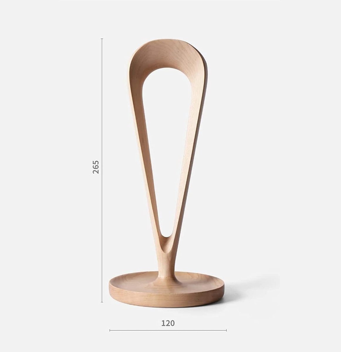 Hoofdtelefoonhouder Hout - Oordopjes Stand - Bureau Organisatie - Stevige Houten Basis - 26.5 cm Hoog - Beige — cadeau in Gadgets - foto 2