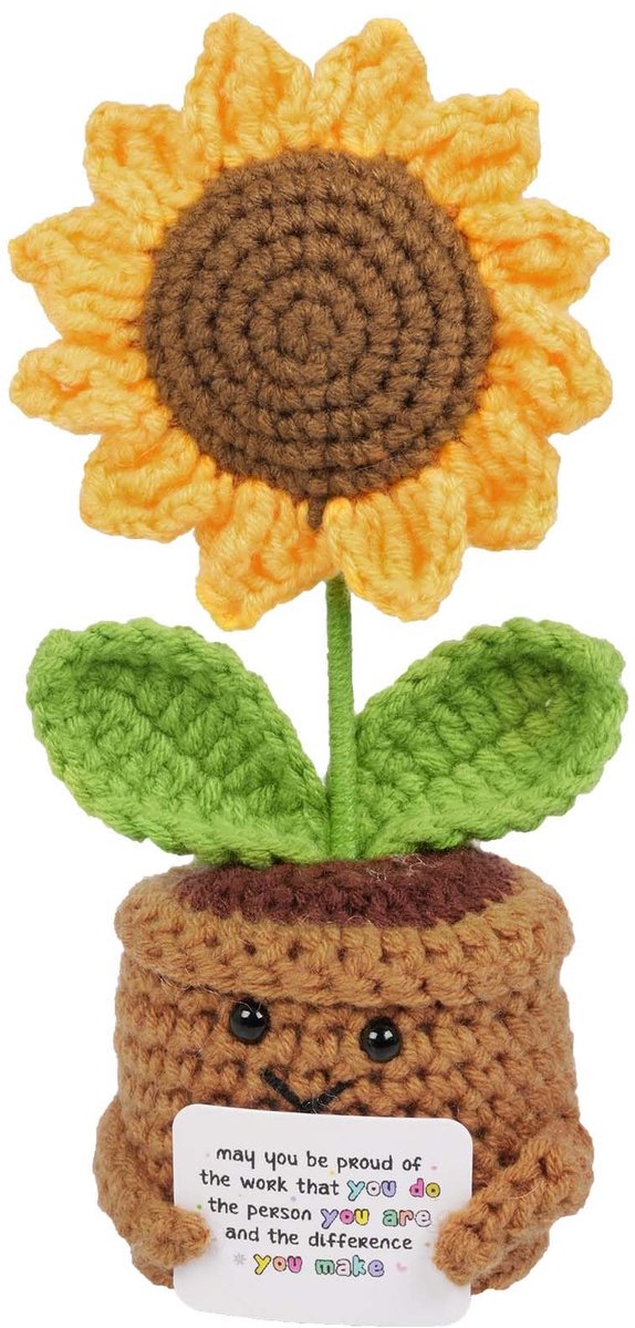 Dailygoods - Gehaakte Bloemen Zonnebloem - Handgemaakte Emotionele Steun Geschenken
