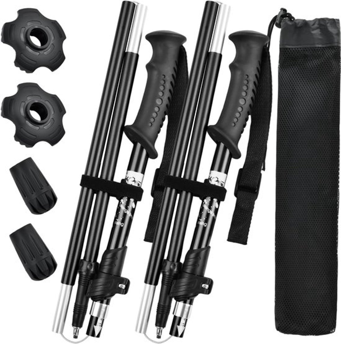 2 stuks trekkingstokken, 110-130 cm, verstelbare telescoopstokken, Nordic Walking-stok, opvouwbaar, trekkingstokken van aluminium 6013, voor heren en dames, wandelen, kamperen