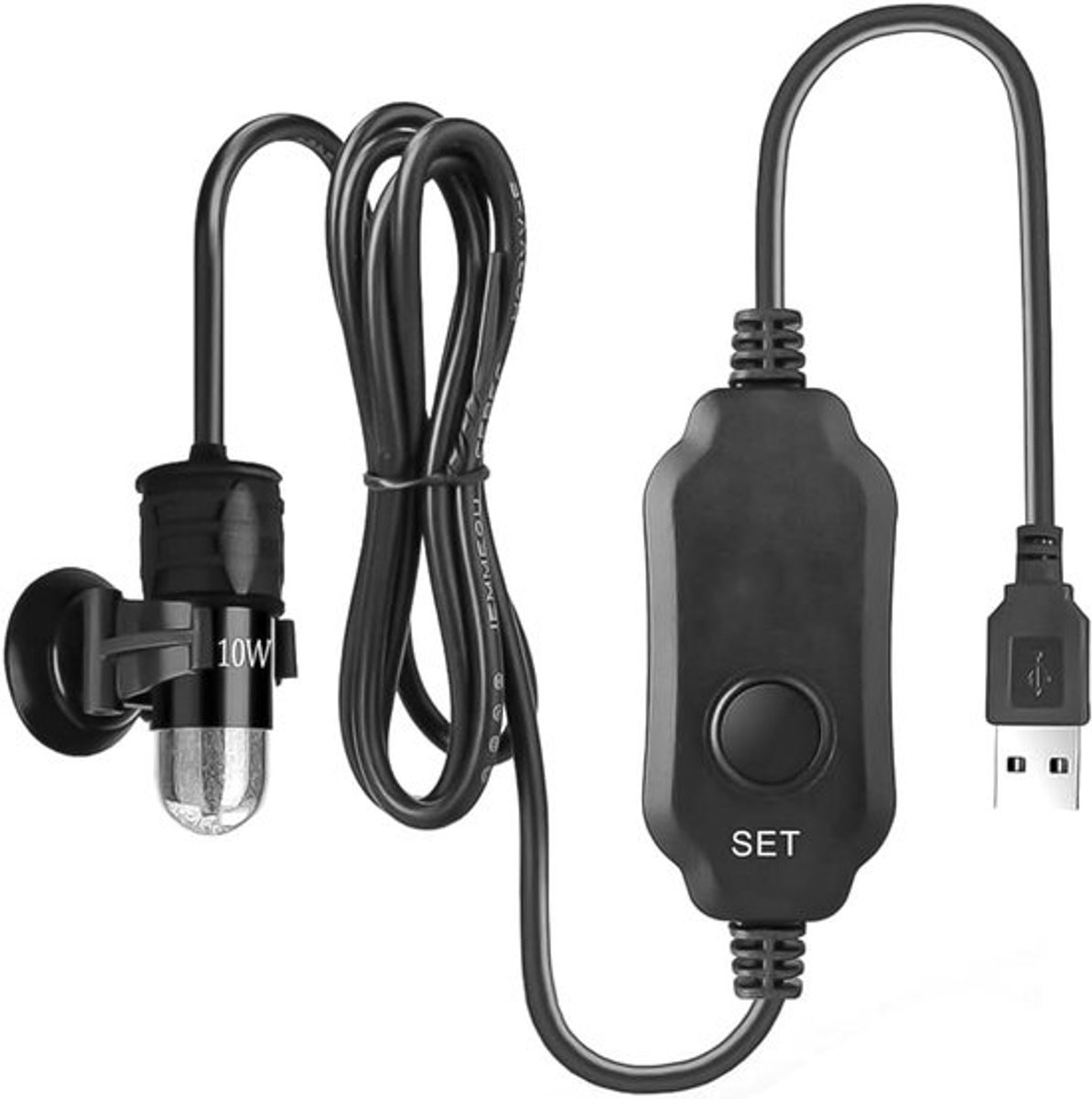 Thijox - USB-aangedreven Aquariumverwarming 10W met Dompelpomp en Externe Temperatuurregelaar - LED-display voor 2-3L Zoet- en Zeewater