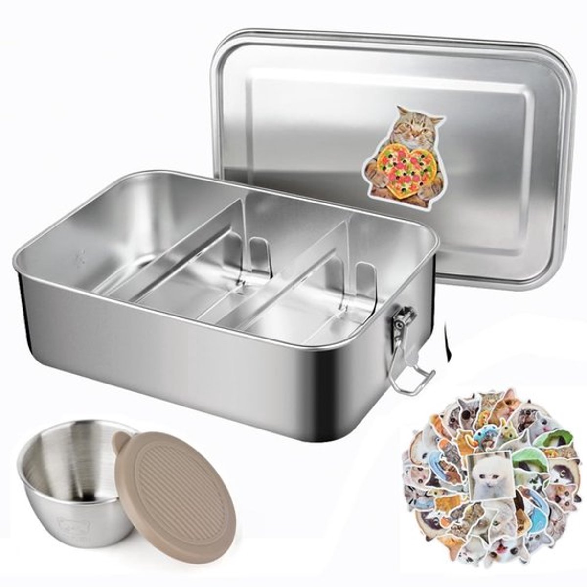 Lunchbox 2400ml - Roestvrij Staal - Lekvrij - Scheidingsontwerp - Milieuvriendelijk - BPA-vrij - Hittebestendig - Broodtrommel