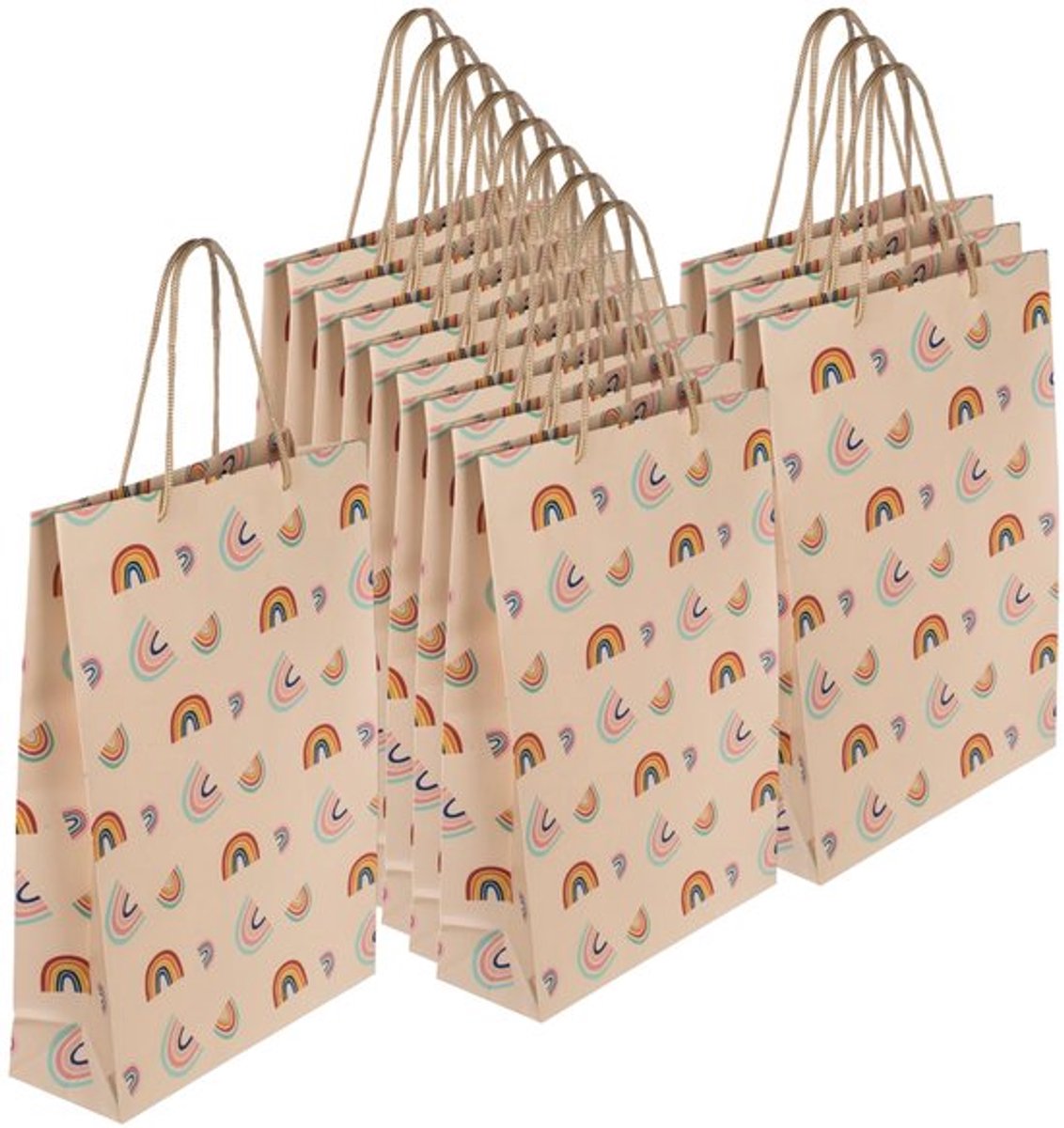 Cadeauzakjes met regenboogmotief - Papieren zakjes - Set van 12 - Afmetingen 25 x 8,5 x 34,5 cm - Perfect voor elke gelegenheid - Hoogwaardig papier - Geschenkzakjes