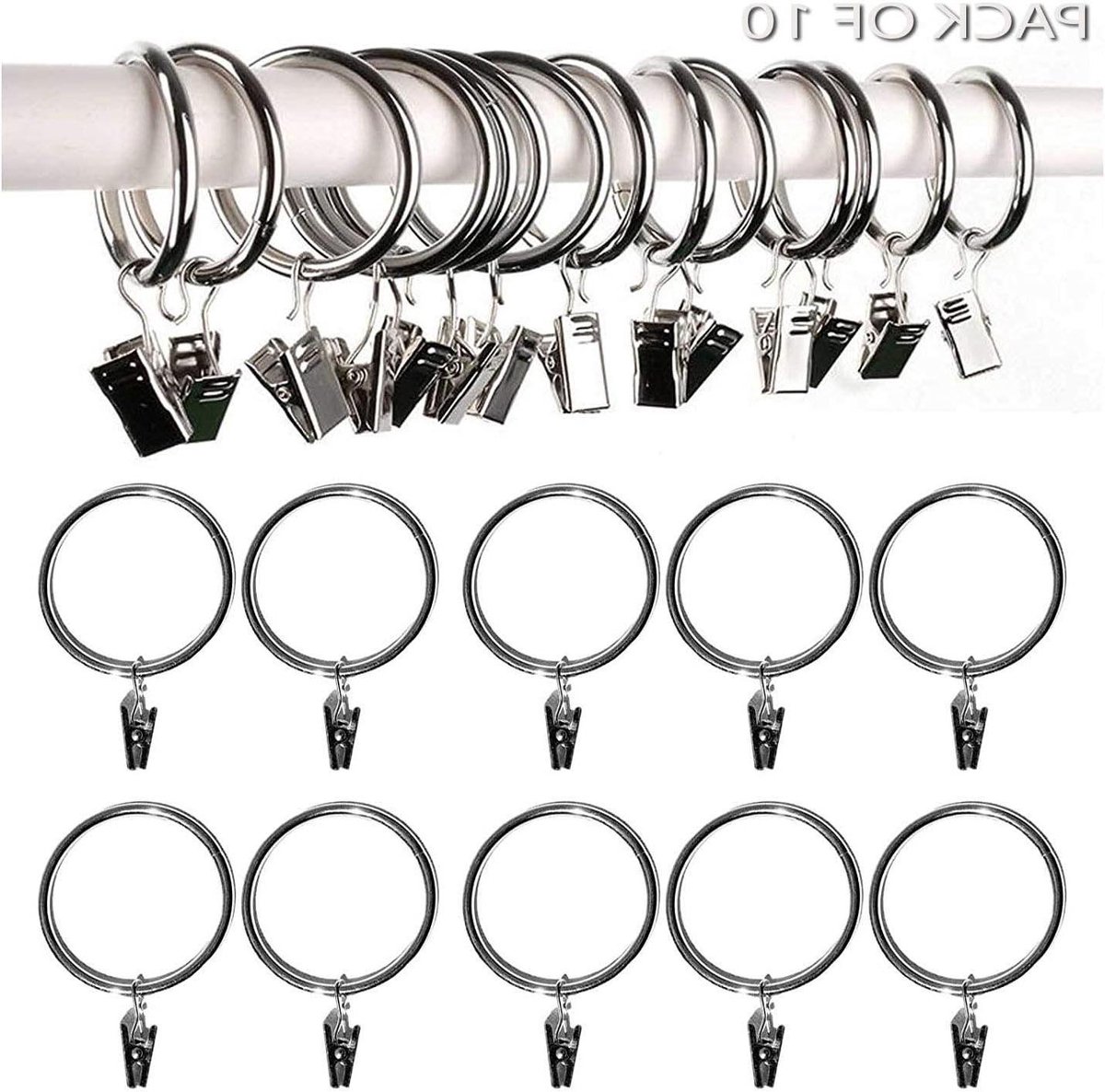 Gordijnringen met Clips - Gordijnclips Ringhaken - Gordijnen Ophangen - Met Afneembare Haken - 30 mm Buitendiameter - Zilverkleurig