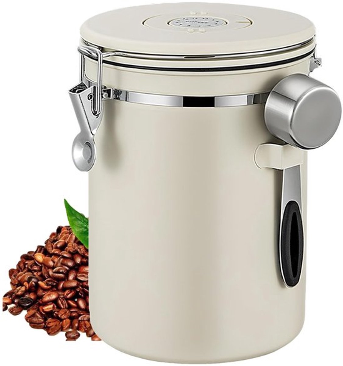 Koffiecontainer 2800 ml - Luchtdicht - Versheidswiel - CO2-ventiel - Maatlepel 30 ml - Hou