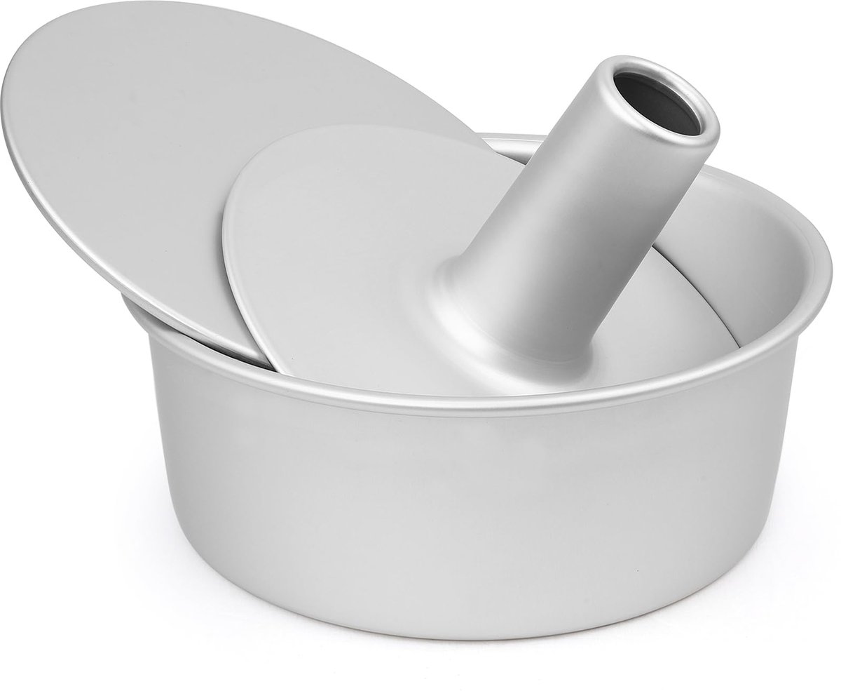 SnelShoppen - Geanodiseerd Aluminium Ronde Bakvorm Ø 20 cm met 2 Losse Bodems - Ideaal voor Taarten, Cakes en Gebak - Zilver Kleur - Keuken Accessoire