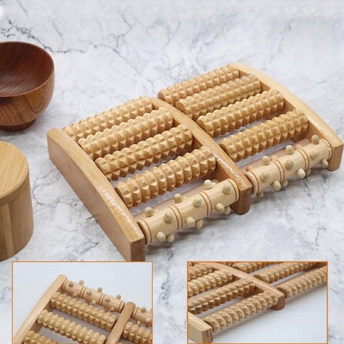 Voetmassage Roller voor Plantaire Fasciitis en Reflexzone Massage - Houtkleurig - 27,5 x 19 x 5 cm.